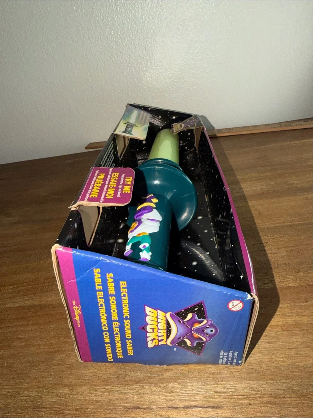 Disney Mighty Ducks Glow Stick Light - Teal Handle with Pale Green Glow